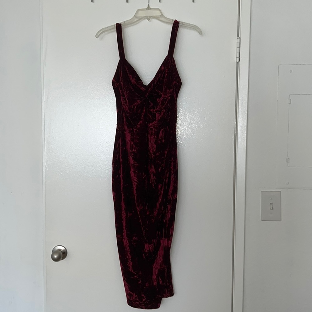Bettie Page by Tatyana Burgundy Velvet Wiggle Dress